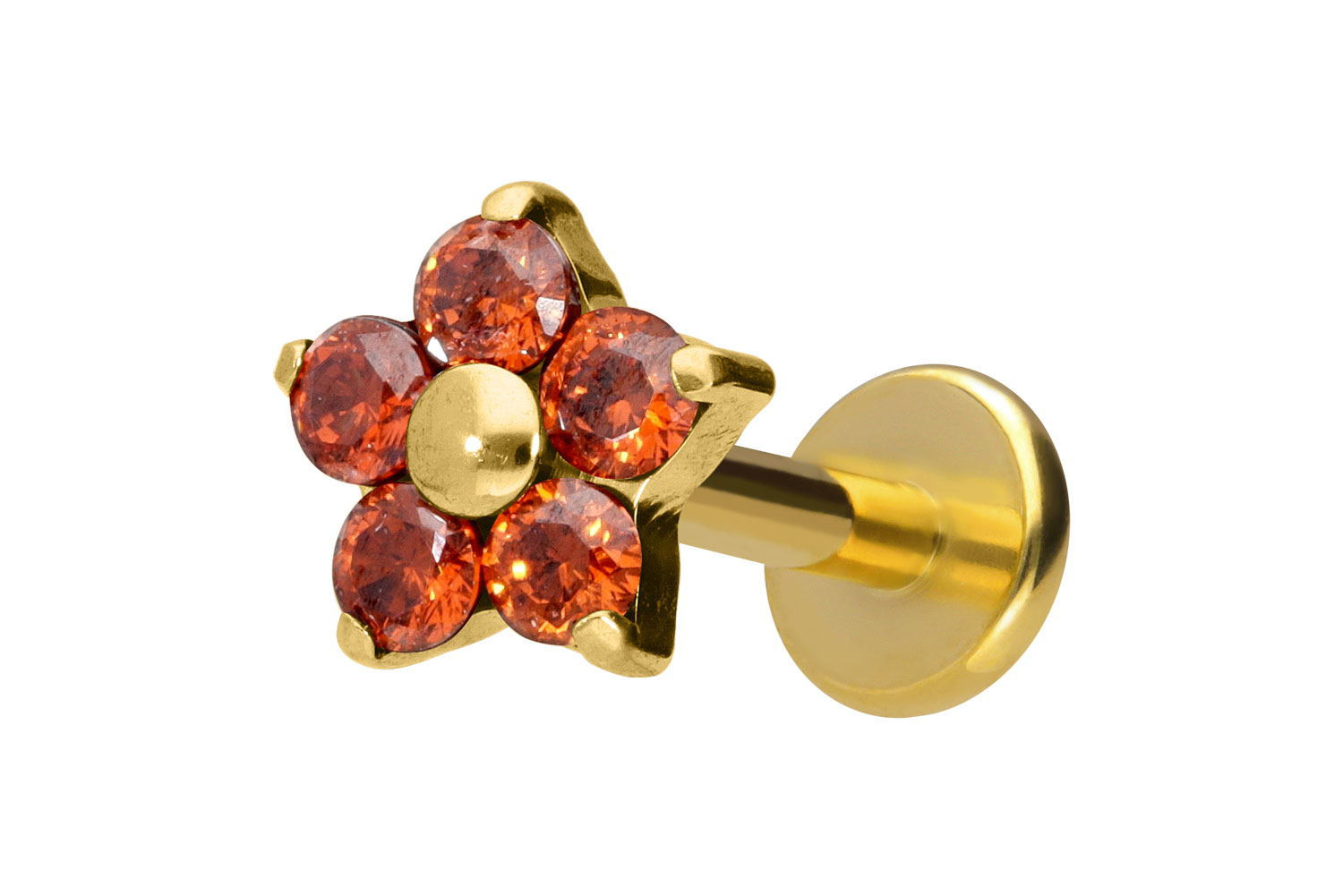 Titan Labret Piercing mit Innengewinde KRISTALLBLUME